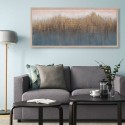 Gouden abstract handgeschilderd schilderij op doek 65x150 cm met lijst W723 Aanbieding