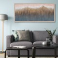 Gouden abstract handgeschilderd schilderij op doek 65x150 cm met lijst W723 Aanbieding