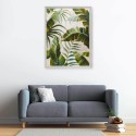 Handgeschilderd schilderij bladeren op doek 90x120cm met lijst W827 Aanbieding