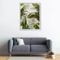 Handgeschilderd schilderij bladeren op doek 90x120cm met lijst W827 Aanbieding
