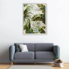 Handgeschilderd schilderij bladeren op doek 90x120cm met lijst W827 Aanbieding