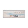 Handgeschilderd schilderij op doek boten aan de oever 30x90cm met lijst W800 Korting
