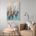 Handgeschilderd schilderij zeilboten op doek 60x90cm met lijst Z432 Aanbieding