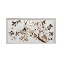 Handgeschilderd schilderij metalen bloemen tak op doek met lijst 60x120 cm Z440 Korting
