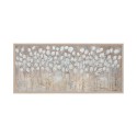 Handgeschilderd schilderij op doek 65x150cm witte bloemen met lijst z442 Korting