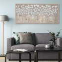 Handgeschilderd schilderij op doek 65x150cm witte bloemen met lijst z442 Aanbieding