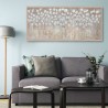 Handgeschilderd schilderij op doek 65x150cm witte bloemen met lijst z442 Aanbieding