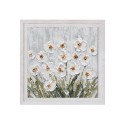 Handgeschilderd schilderij op canvas weide witte bloemen met lijst 30x30cm Z501 Korting