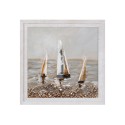 Handgeschilderd canvas schilderij met lijst 30x30cm zeilboten Z506 Korting