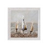 Handgeschilderd canvas schilderij met lijst 30x30cm zeilboten Z506 Korting