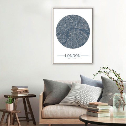 Fotoprint fotokaart stad Londen lijst 50x70cm Unika 0006