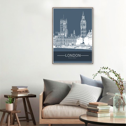 Print fotografie poster stad Londen lijst 50x70cm Unika 0005 Aanbieding