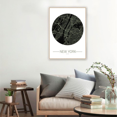 Fotoprint Stadkaart New York in lijst 50x70cm Unika 0014 Aanbieding