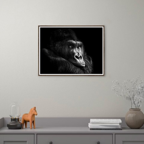 Gorilla foto afdruk dieren schilderij ingelijst 30x40 cm Unika 0026 Aanbieding