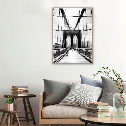 Fotoposter brug zwart-wit met lijst 50x70cm Unika 0030 Aanbieding