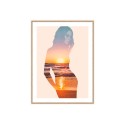 Fotoprint vrouw strand zonsondergang lijst 30x40cm Unika 0044 Verkoop