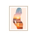 Print kader foto van vrouw strand zonsondergang 30x40cm Unika 0044 Verkoop