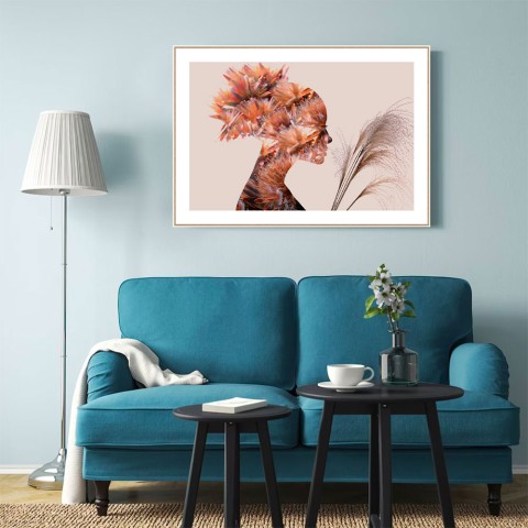 Fotoposter Vrouw in de Herfst met Lijst 70x100cm Unika 0047 Aanbieding