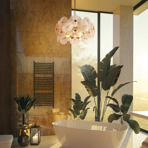 Moderne plafondlamp goudkleurig metaal glazen schijven Aster Maytoni Aanbieding