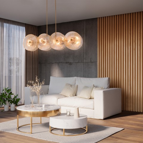 Gouden metalen hanglamp met glazen schijven Aster Maytoni Aanbieding