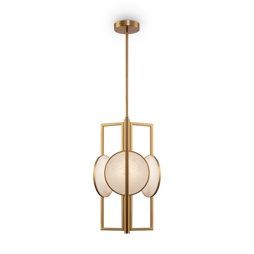 Moderne hanglamp in goudkleurig metaal met 3 lampen Marmer Maytoni Aanbieding Moderne hanglamp in goudkleurig metaal met 3 lampen Marmer Maytoni Aanbieding