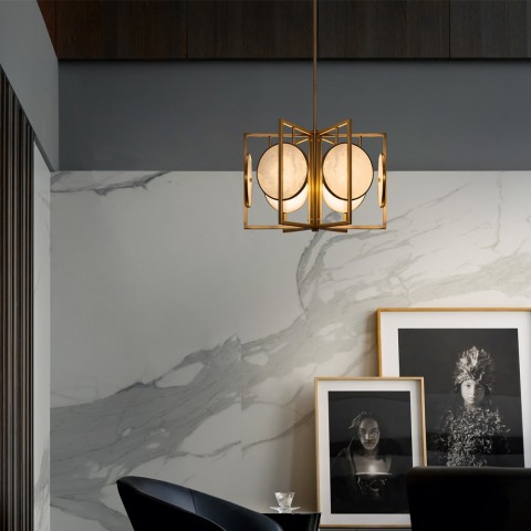 Hanglamp woonkamer 6 lichtpunten goud metaal Marmer Maytoni Aanbieding