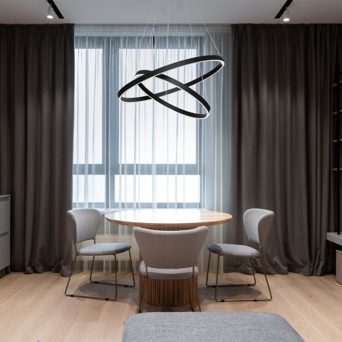 Moderne verstelbare zwarte plafondlamp 2 ringen LED Rim Maytoni Aanbieding