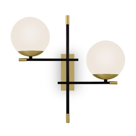 Wandlamp zwart goud met 2 witte bollen Nostalgia Maytoni Sx Aanbieding