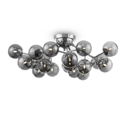 Plafondlamp chroom met glazen bollen rookglas Dallas Maytoni Aanbieding