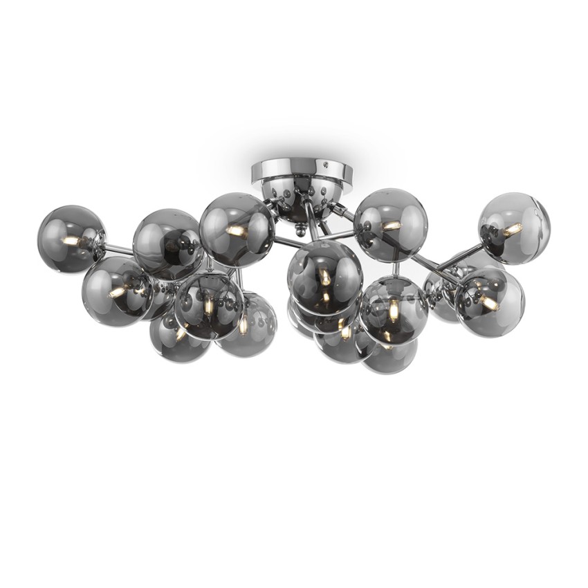 Plafondlamp chroom met glazen bollen rookglas Dallas Maytoni Aanbieding