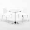 Ronde salontafel wit 70x70 cm met stalen onderstel en 2 gekleurde stoelen Lollipop Silver Voorraad