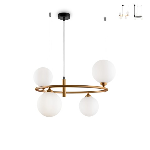 Moderne plafondlamp met hangende ring en 4 bollen Ring Maytoni Aanbieding