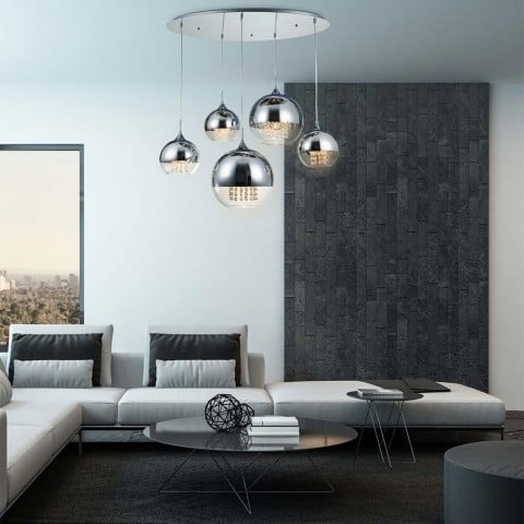 Moderne design hanglamp met glazen bollen chroom Fermi Maytoni Aanbieding