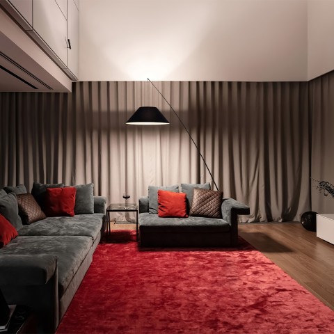 Moderne zwarte boogvloerlamp Campanula Maytoni voor de woonkamer Aanbieding
