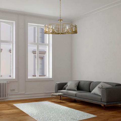 Gouden hanglamp plafond woonkamer 8 lichten Bowi Maytoni Aanbieding