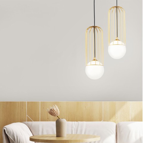 Gouden hanglamp bolvormig plafondlamp woonkamer Telford Maytoni Aanbieding