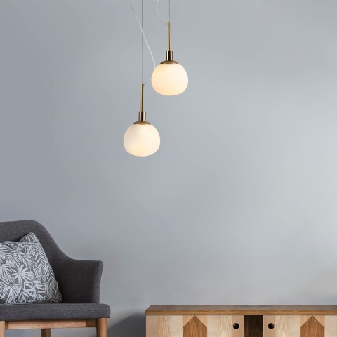 Hanglamp bol glas wit plafond keuken woonkamer Erich Maytoni Aanbieding