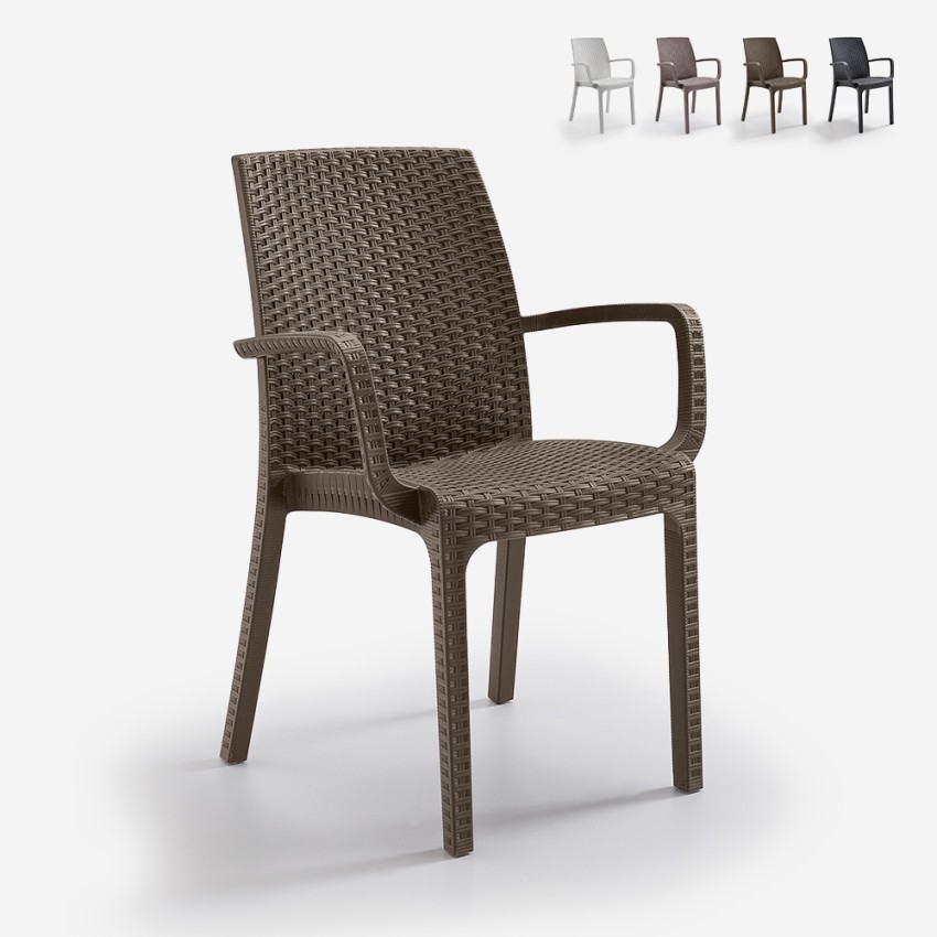 Set van 18 stapelbare polyrotan stoelen met armleuningen Indiana Bica Aanbieding Set van 18 stapelbare polyrotan stoelen met armleuningen Indiana Bica Aanbieding
