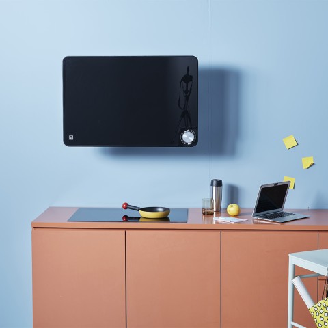 Wand afzuigkap, modern design in zwart glas Epoca Fabita