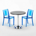 Ronde salontafel zwart 70x70 cm met stalen onderstel en 2 transparante stoelen B-Side Ghost Catalogus