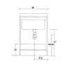 Wastafelmeubel met 2 deuren, wasbak en wasplank 60x50cm Edilla Montegrappa Model