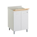 Mobiele wasbak voor bijkeuken met houten plank, 2 deuren, 60x60cm Edilla Montegrappa Aanbieding