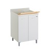 Mobiele wasbak voor bijkeuken met houten plank, 2 deuren, 60x60cm Edilla Montegrappa Aanbieding