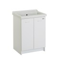 Wastafel 63x50cm keramische wasbak met 2 deuren en houten plank Acqua Edilla Korting