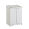 Wastafel 63x50cm keramische wasbak met 2 deuren en houten plank Acqua Edilla Korting
