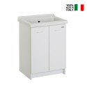 Wastafel 63x50cm keramische wasbak met 2 deuren en houten plank Acqua Edilla Aanbod
