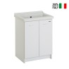 Wastafel 63x50cm keramische wasbak met 2 deuren en houten plank Acqua Edilla Aanbod