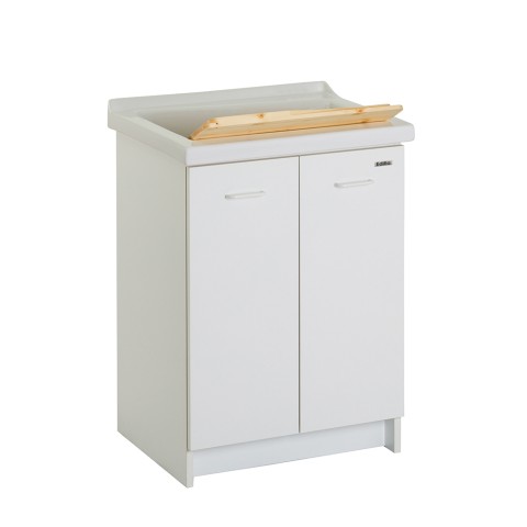 Wastafel 63x50cm keramische wasbak met 2 deuren en houten plank Acqua Edilla Aanbieding