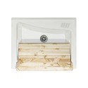 Wastafel 63x50cm keramische wasbak met 2 deuren en houten plank Acqua Edilla Voorraad