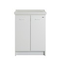 Wastafel 63x50cm keramische wasbak met 2 deuren en houten plank Acqua Edilla Kortingen